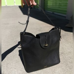Furla NET LEATHER SHOULDER BAG TOTE in NERO BLACK (nwot)